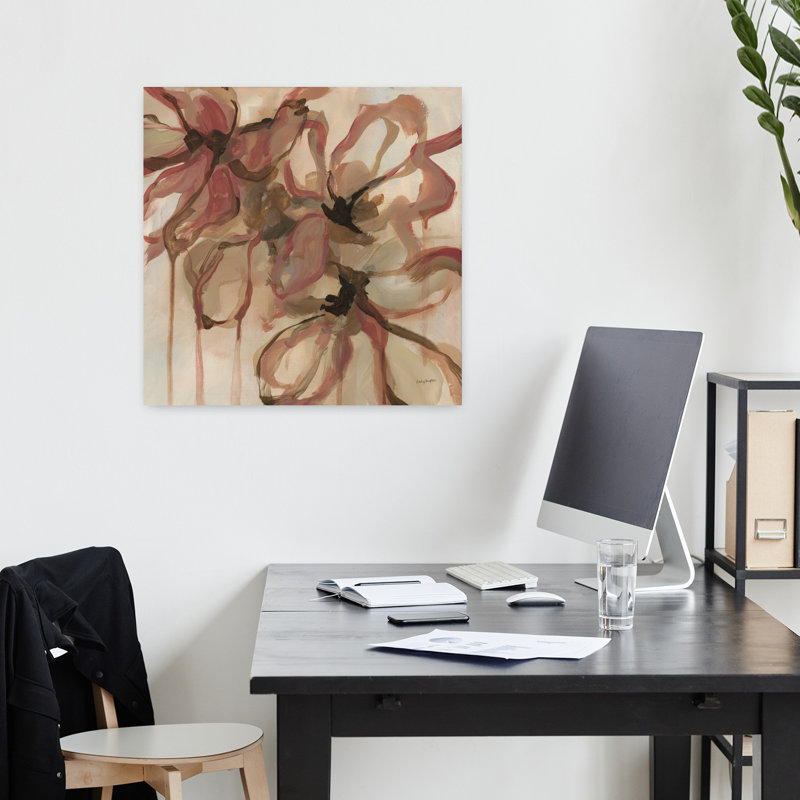 Amelia, art floral abstrait contemporain, H 18 po x l 18 po