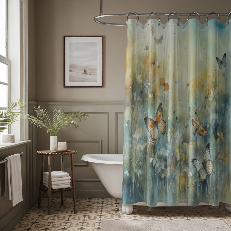Rideau de douche 1 pièce Fairy Butterflies, H 74 po x l 71 po