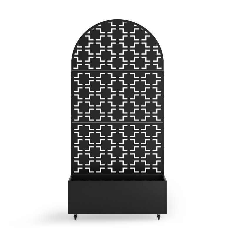Metal Planter Box with Trellis and Wheels, 70.8" H x 35..5" W x 15.7" D