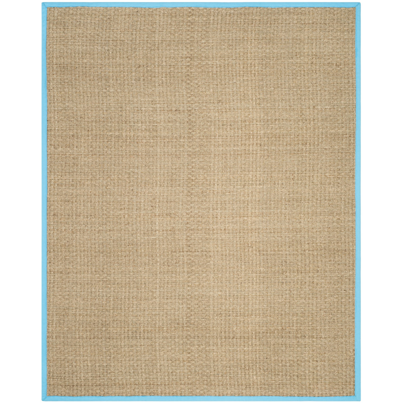 Natural Turquoise Bamboo Seagrass Rug, Rectangle 5' x 8'