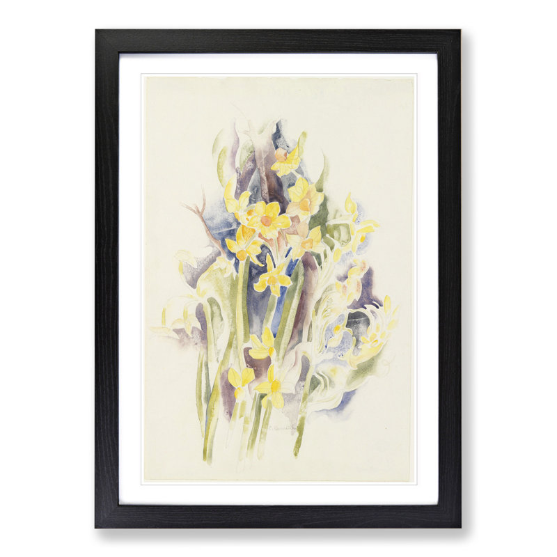 Small Daffodils by Charles Demuth - Framed Print, 65cm H x 48cm W x 2cm D, Black Framed