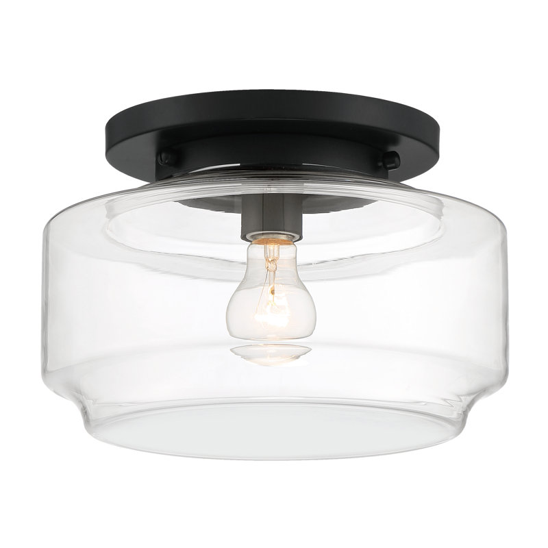 Plafonnier semi-encastré 1 lumière Peri, H 8po x l 12 po x P 12 po, Noir
