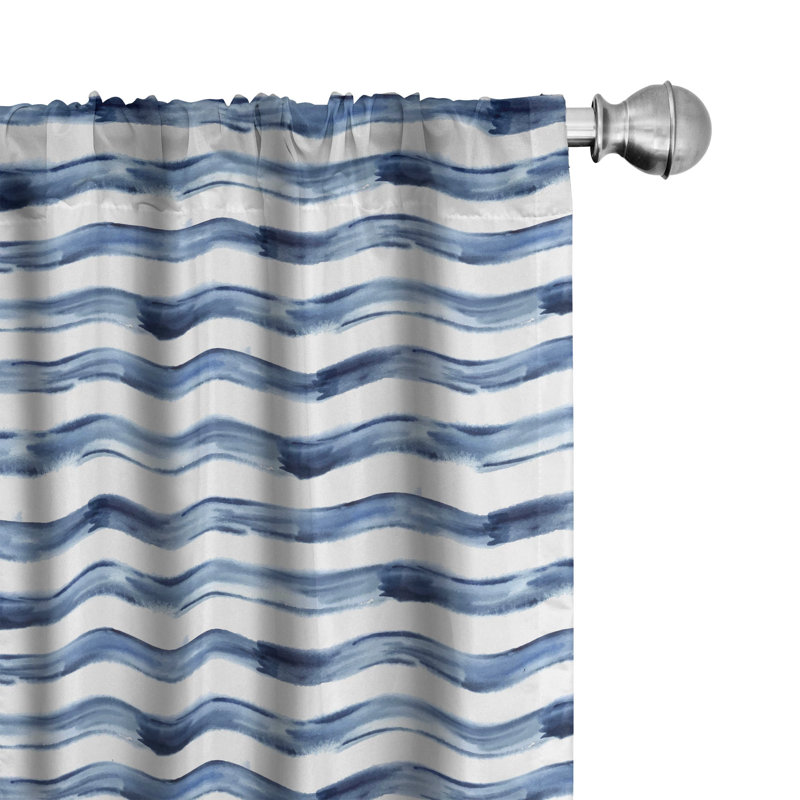 Harbour Stripe Semi-Sheer Rod Pocket Curtain Panels, 28" x 84"