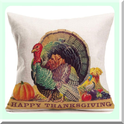 Autumn Harvest Blessings Decorative Pillow Covers - Vintage Animals Chicken Pumpkin Grape Throw Pillow Cases - Happy Thanksgiving Home Decor Cushion Cover Cotton Linen Square