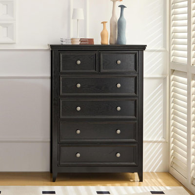 Commode noire, commode à 6 tiroirs pour chambre à coucher, table de chevet grande capacité, armoire en bois moderne pour chambre à coucher, salon, placards, couloir