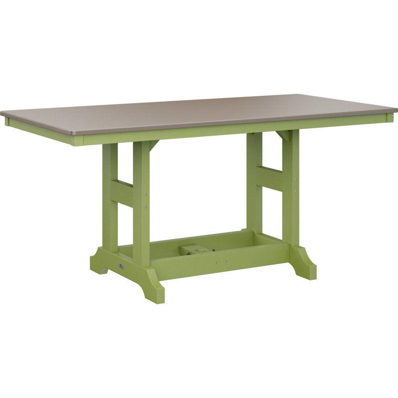 Table de salle à manger rectangulaire Berlin Garden, Vert kiwi, H 30,87 po x l 66 po x P 33 po, Bronze martelé