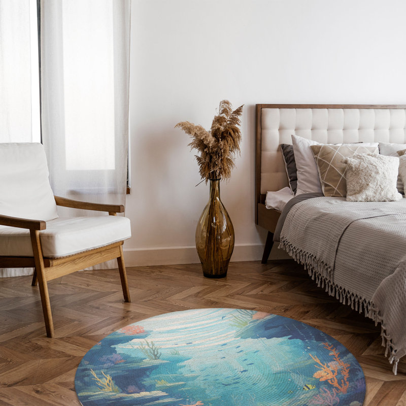 Tapis tressé Hidden Sea Wonders, Rond 5 pi