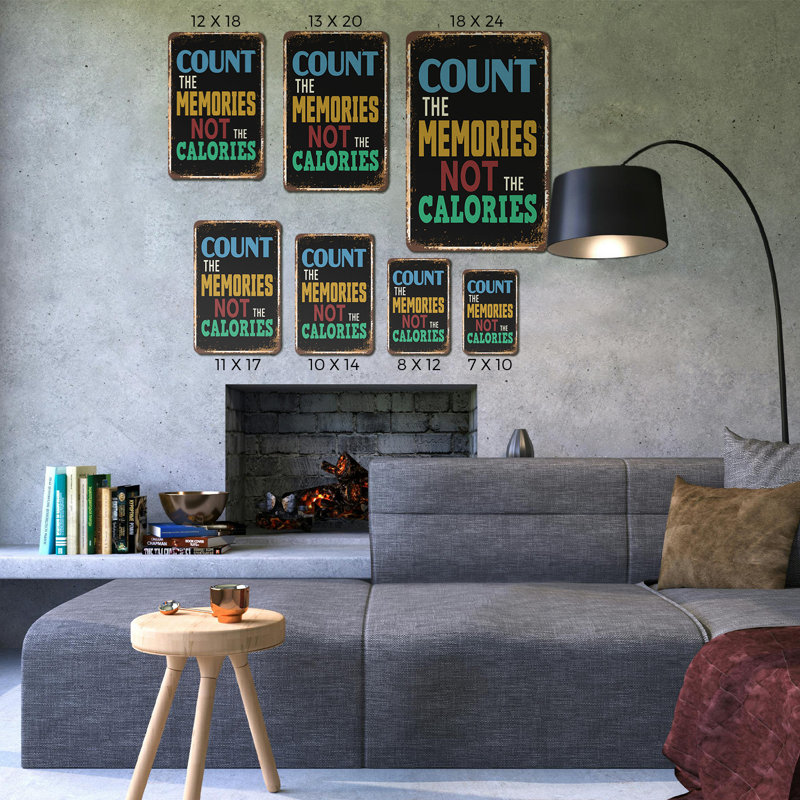 Signe en plastique «Count the Memories Not The Calories» 11 po x 17 po