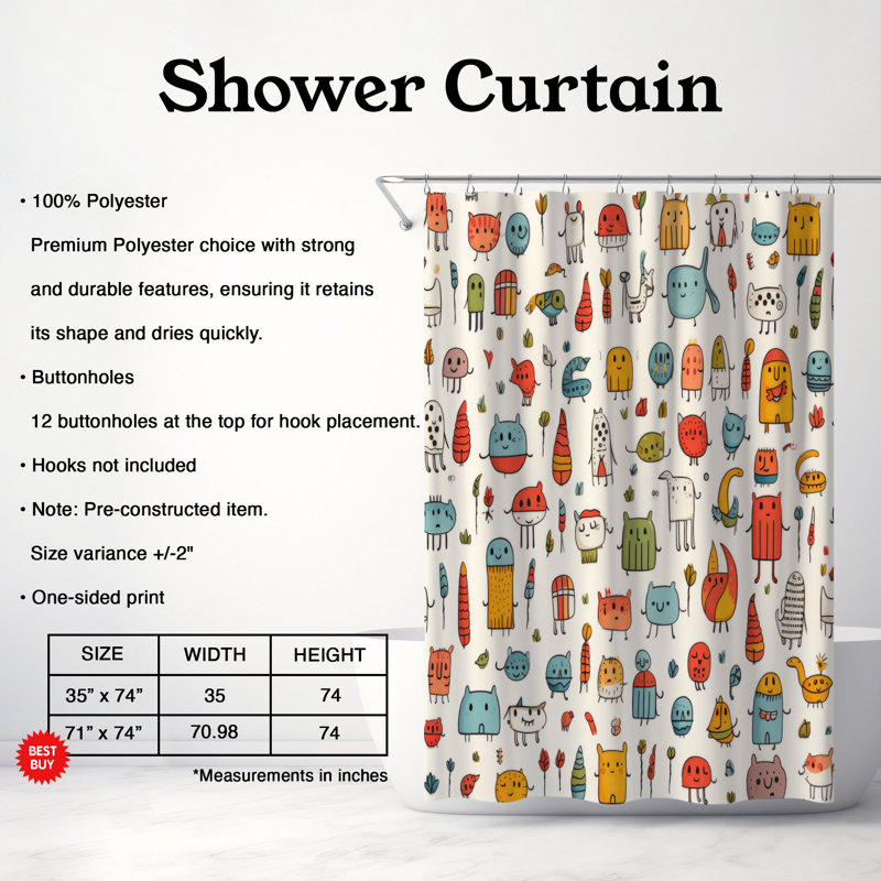 Cartoon Magic - Premium Shower Curtain, 74"H x 71"W