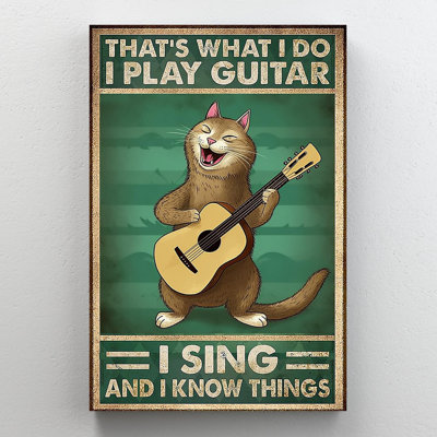 «I Play Guitare I Sing» - 1 pièce Rectangle graphique «A Play Play I Sing» - 1 pièce Rectangle, impression sur toile tendue
