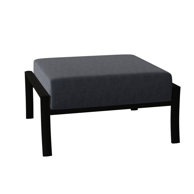 Fremont Outdoor Ottoman, Textured Black, Canvas Bird's Eye Sunbrella® Canvas