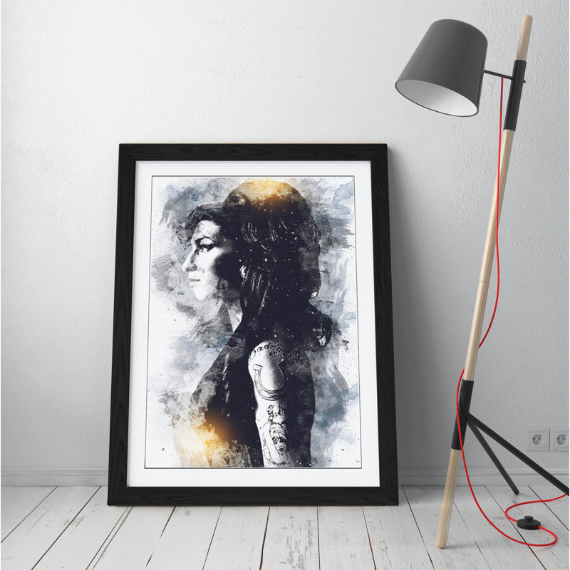 Amy Winehouse - Single Picture Frame Painting on Canvas, 35cm H x 2cm D, Black