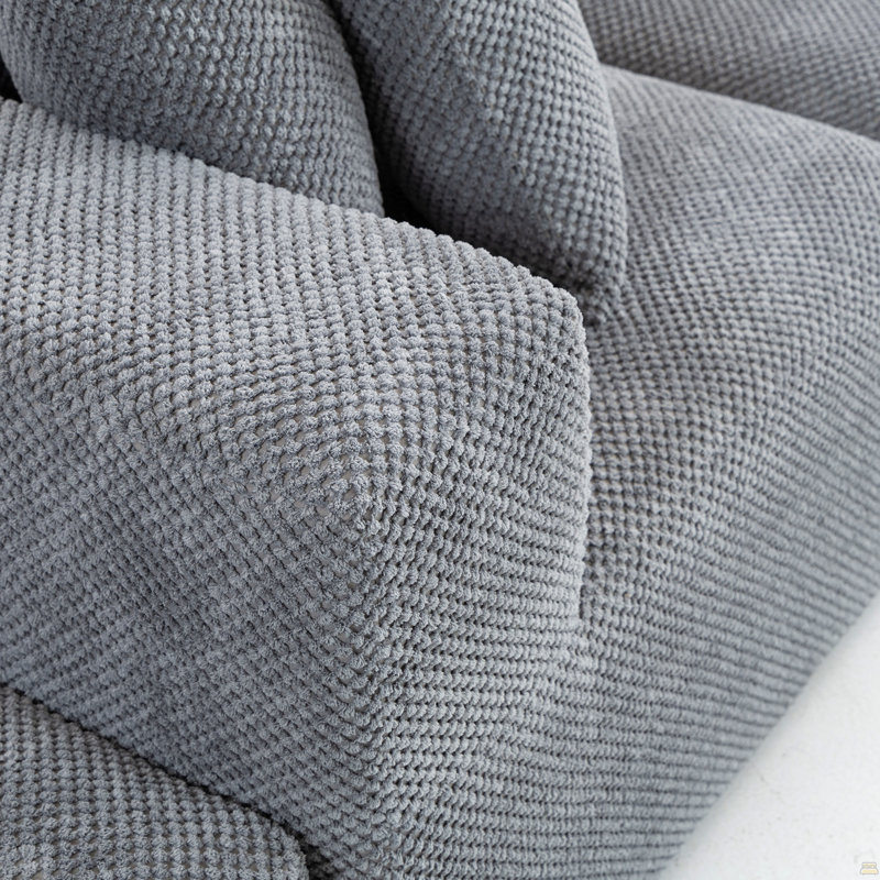Modular 3-Seat Sectional Sofa, All-Foam Deep-Seat Couch, Gray Chenille