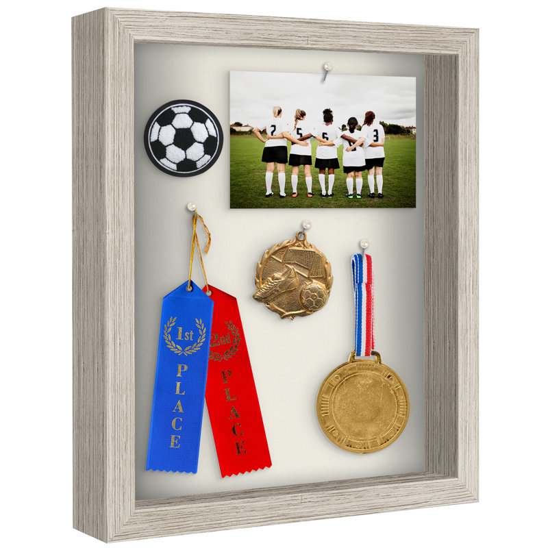Sturdevant Shadow Box Frame Composite Wood with Glass for Hanging and Tabletop, 11" x 14", Driftwood