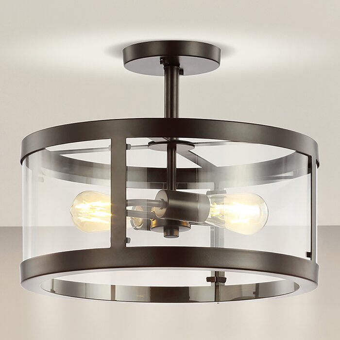 Gracie Oaks Pinkney Glass Semi Flush Mount & Reviews | Wayfair