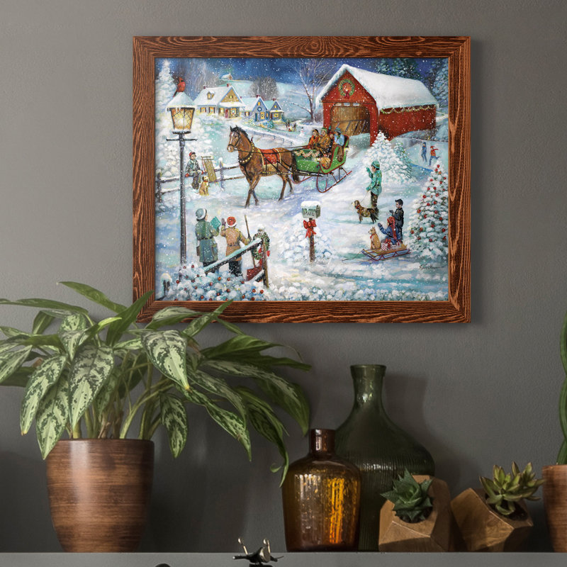 Sleigh Ride - Reproduction d'art sur toile encadrée, H 20 po x l 17 po x P 1,5 po, Érable