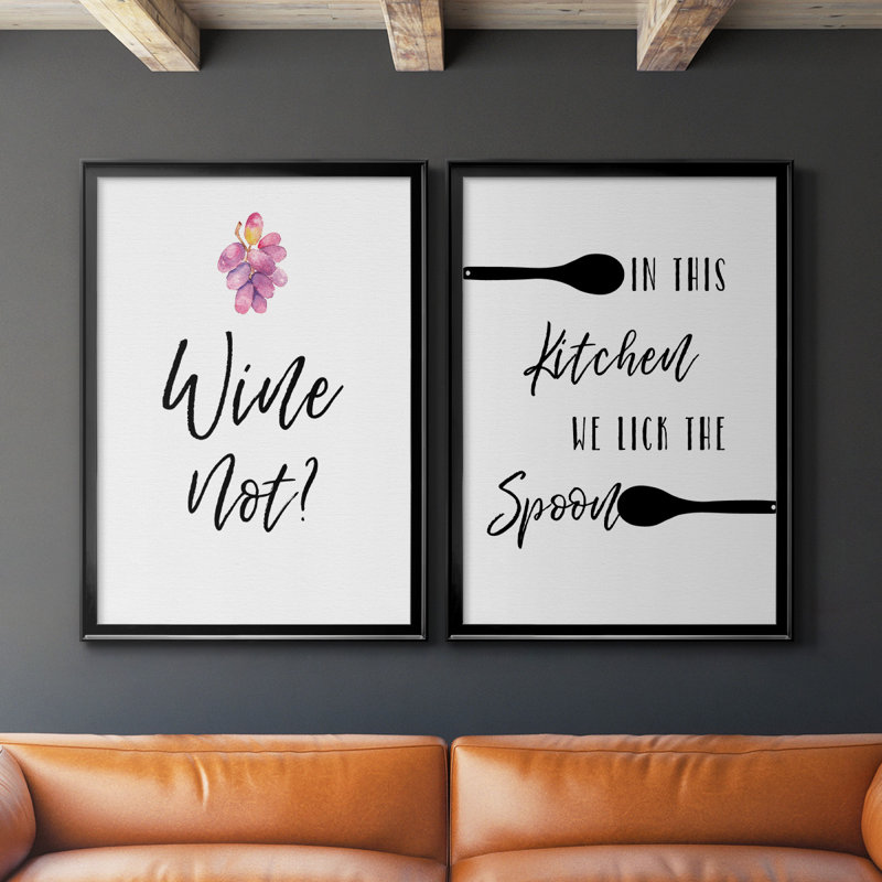 «Wine Not» - ensemble de 2 reproductions d'art sur toile encadrées, H 42,5 po x l 61 po x P 1,25 po, Noir
