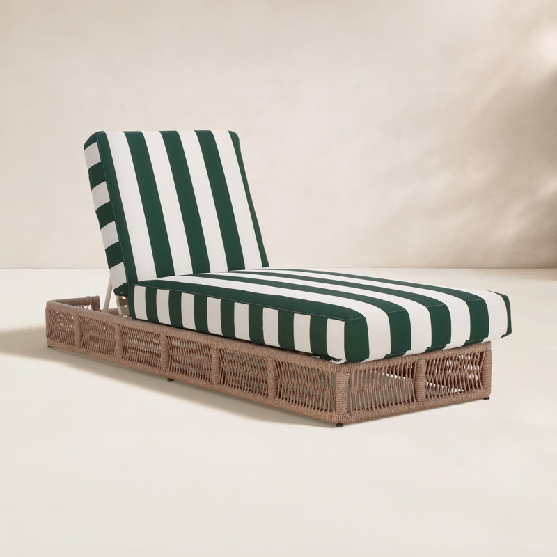 Chaise longue d'extérieur Langley, Tan Frame/Green Cushion