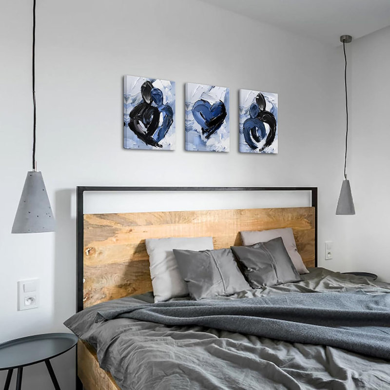 3 Piece Wrapped Canvas Print, Blue