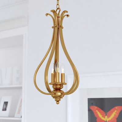 Leanna Monrovia 3-Light 11.25 in. Wide Gold Muted Brass Traditional Teardrop Pendant Light, Ideal for Dining Table, Kitchen Island, Entryway, Bedroom or Foyer