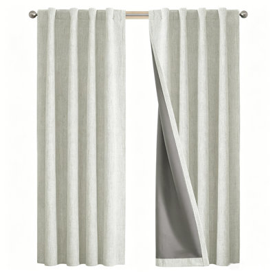 Light Beige Blackout Thermal Curtains - 100% Light Blocking, Dual Hanging 139x243 cm