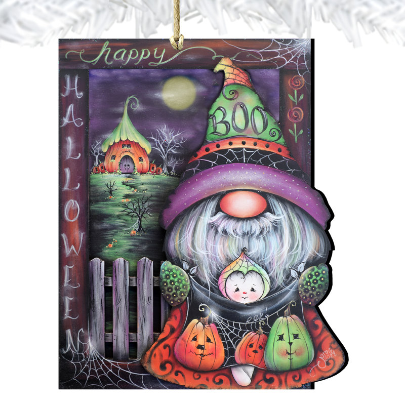 Ornement en bois «Boo Halloween Gnome» par J. Mills-Price