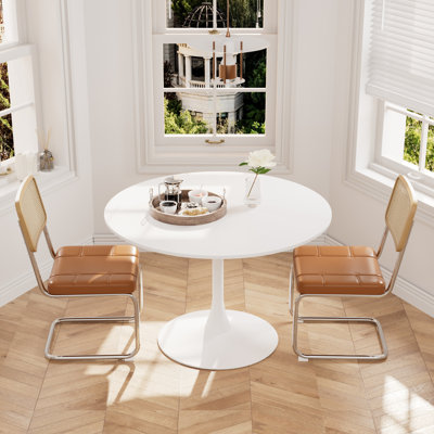 42" Round Modern Pedestal Dining Table Set