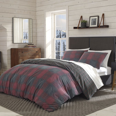 Eddie Bauer Cattle River Plaid Red Duvet Cover Set