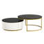 Table basse gigogne moderne cannelée en noir et or