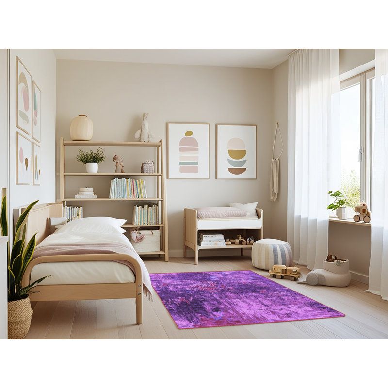 Tapis mauve Mid-Century 2739, Rectangle 4 pi x 6 pi