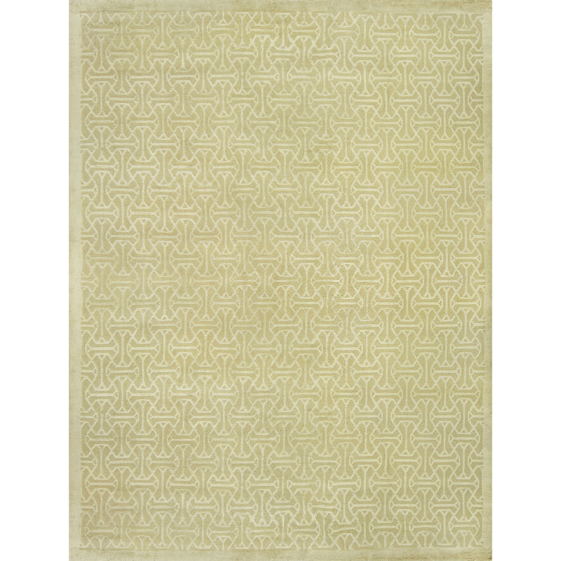Tapis écru de haute qualité noué à la main, Rectangulaire 8 pi x 10 pi