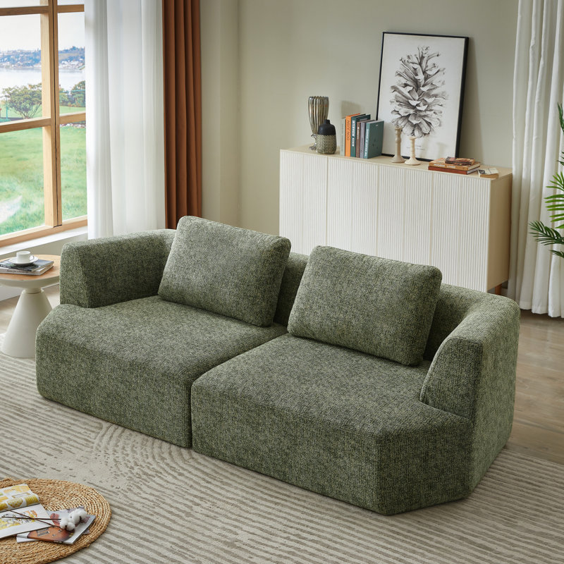 3 places compressées avec chenille, sans assemblage, peu encombrant pour les espaces de vie, tissu en chenille surdimensionné à ressorts ensachés, fermeture à glissière facile d'entretien, utilisation confortable à long terme