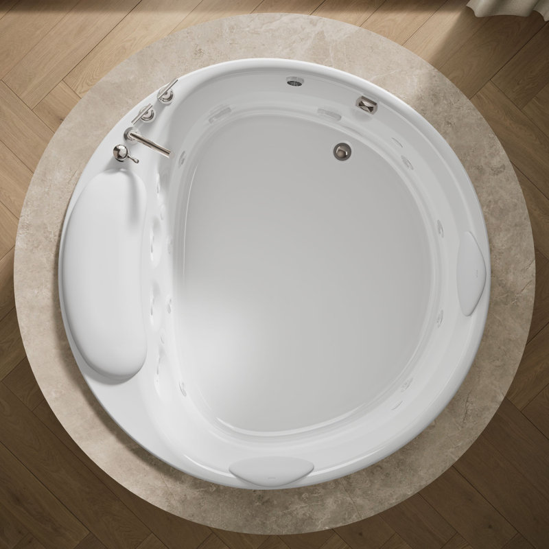 RiverBath® 66" x 66" Drop In Whirlpool Acrylic Bathtub with Light and Heater Included, Thunder Gray