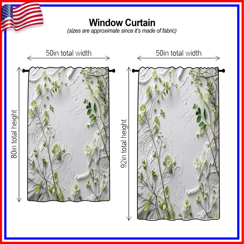 Rideaux de verdure, voilages et voilages à motif floral - 1 panneau, 50" x 92" - 1 Panel, Blockout