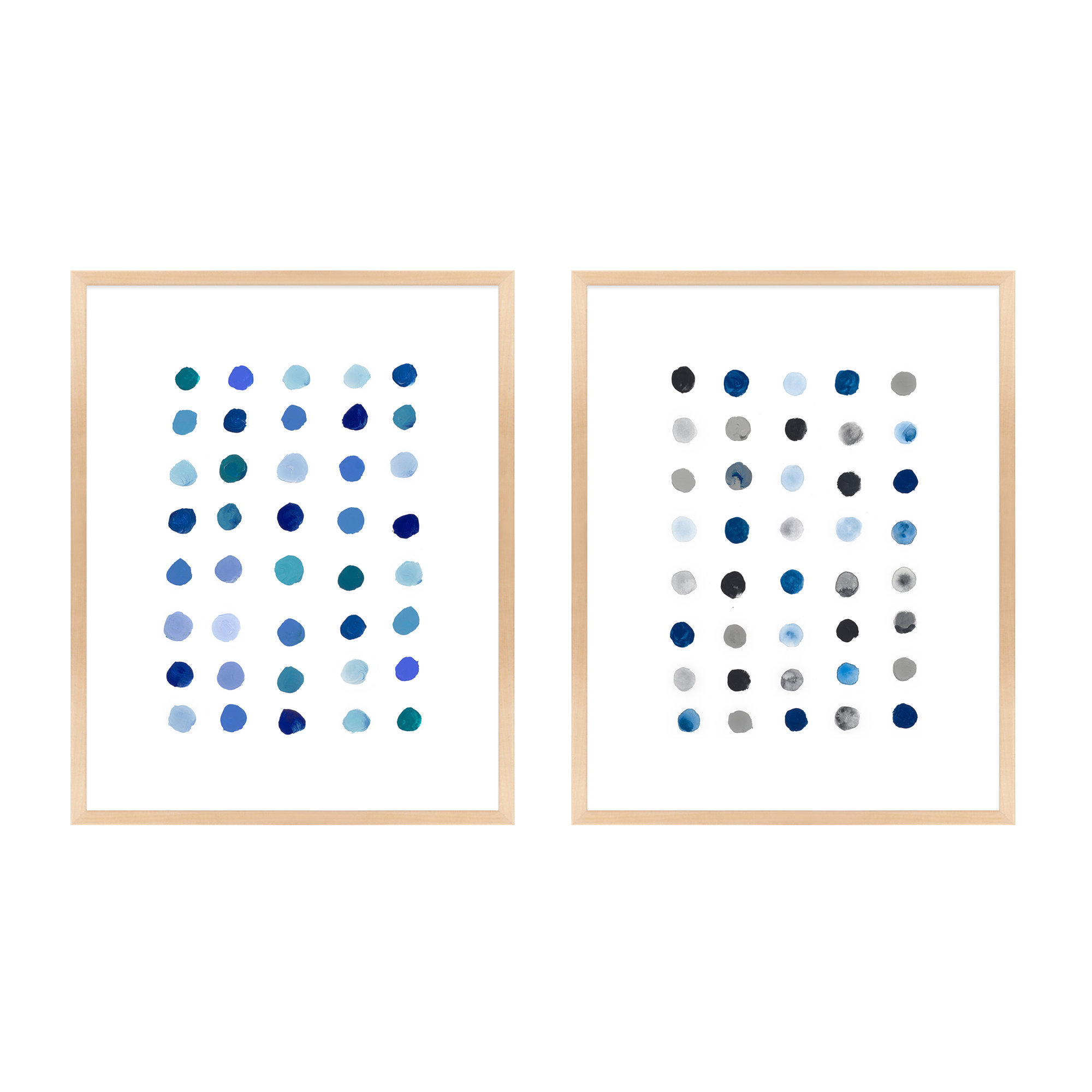 Blue Dot. Set Of 2 by Andrea Stokes, 20" H x 16" W x 1.25" D, Maple Wood