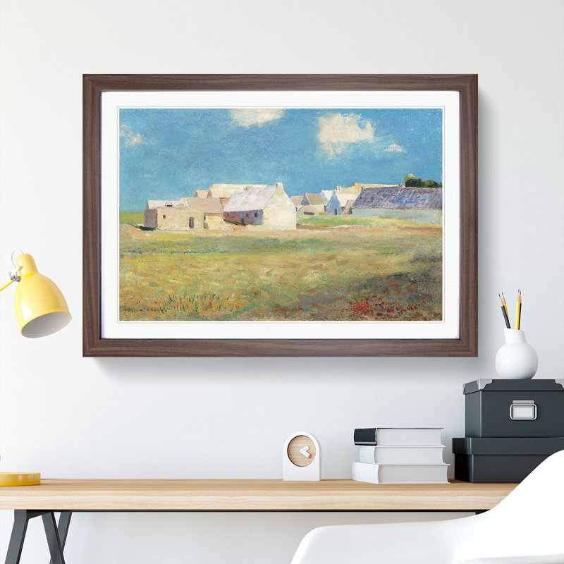 Breton Village by Odilon Redon - Picture Frame Painting, 36cm H x 48cm W x 2cm D, Walnut
