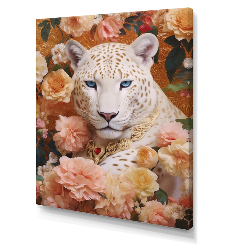 Mélange floral tigre blanc I, H 40 po x l 30 po x P 1,5 po, Toile tendue