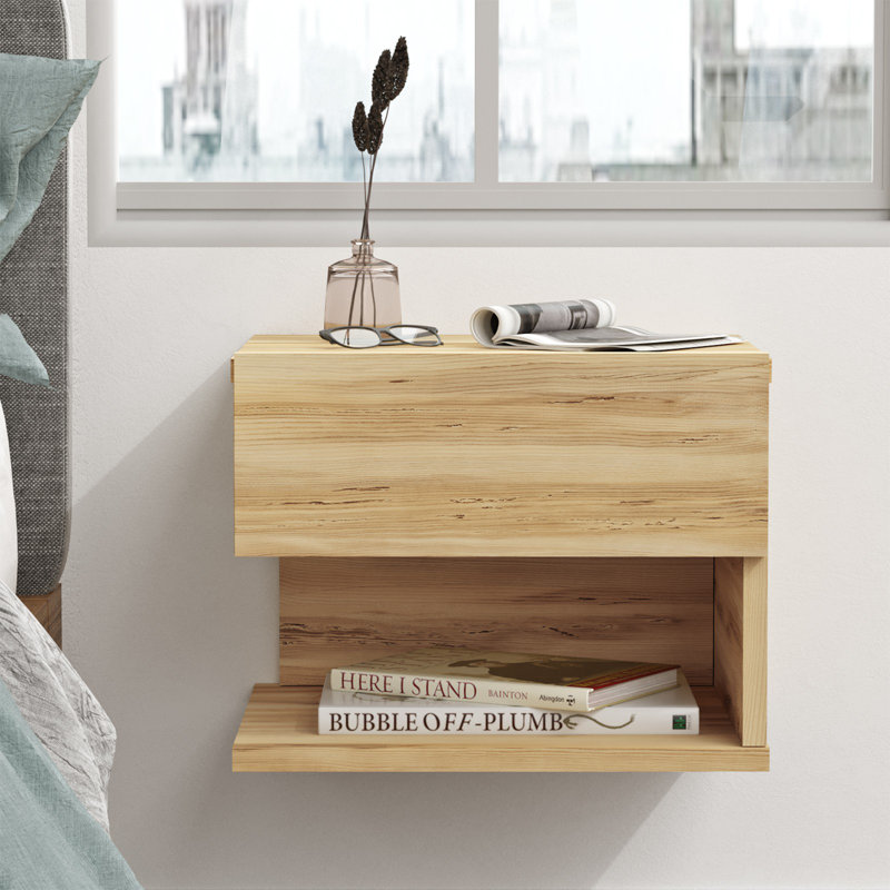 Jayapura 40cm W Solid + Manufactured Wood Bedside Table, Oak