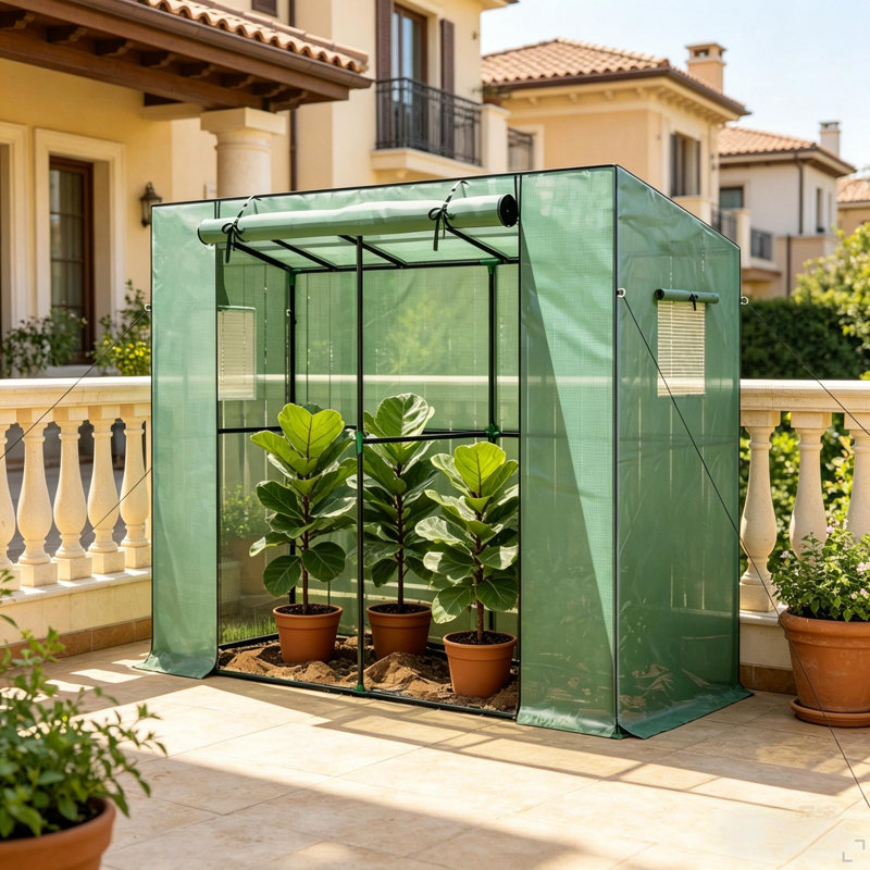 Small Greenhouse,Outdoor Small Greenhouse With Roll-Up Door,Portable Greenhouse,Walk-In Greenhouse, Green