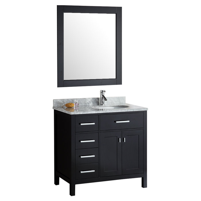 Ensemble de meuble-lavabo de salle de bain simple avec miroir 36 po Carrasquillo, Espresso