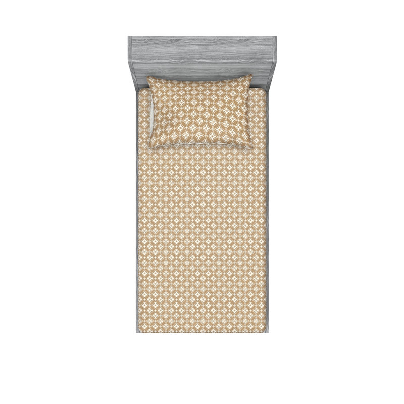 Drap-housse et taie décorative Ambesonne, Ensemble de draps pour lit simple avec 1 taie d'or