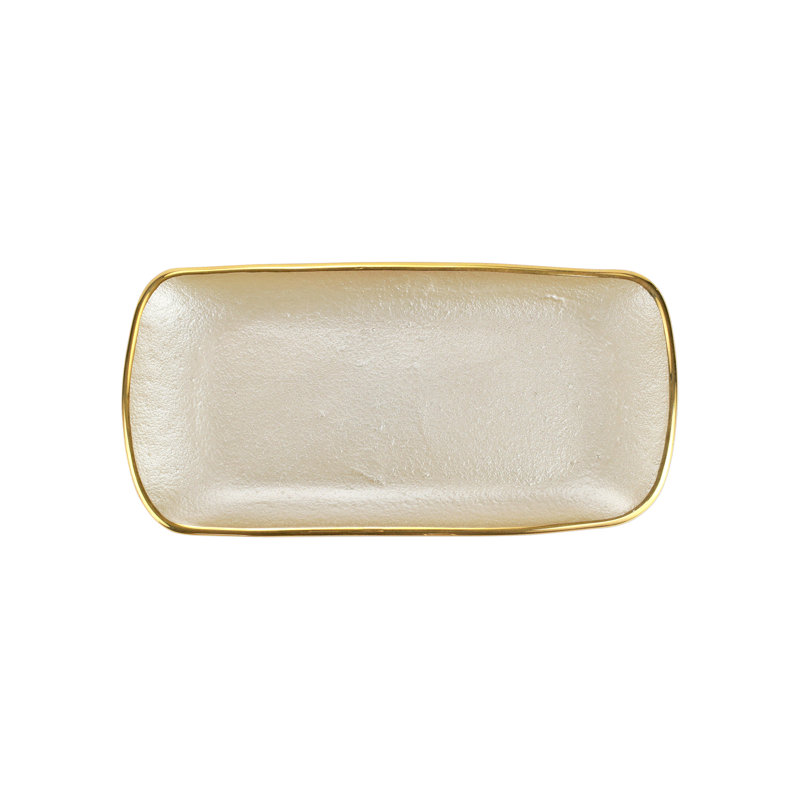 Plateau rectangulaire en verre métallique, Perle