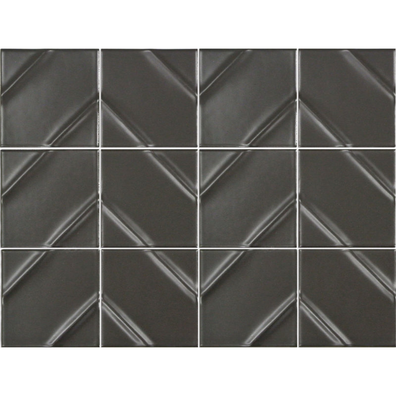 Kumito™ Ceramic Grid Marble Look Mosaic Wall & Floor Tile, Black