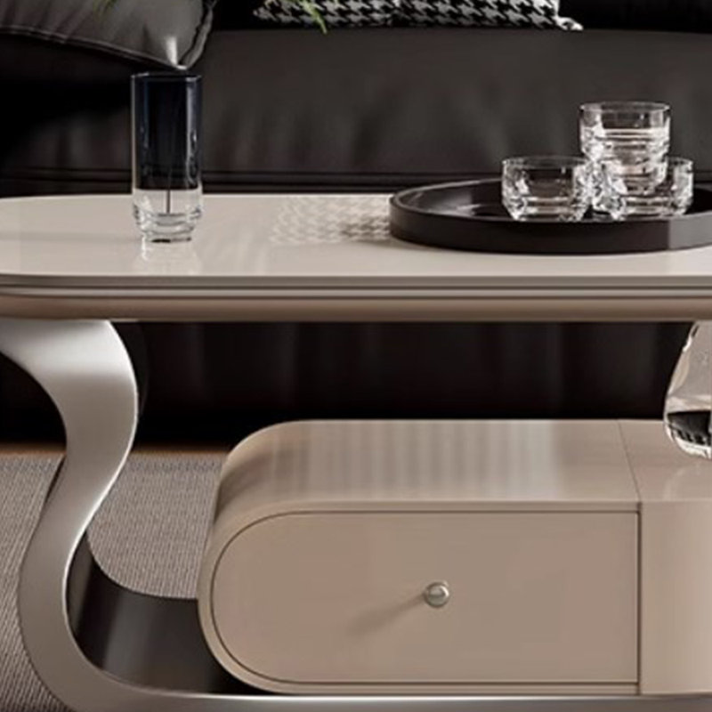 Design léger et luxueux avec table basse à roulettes, Argent argent
