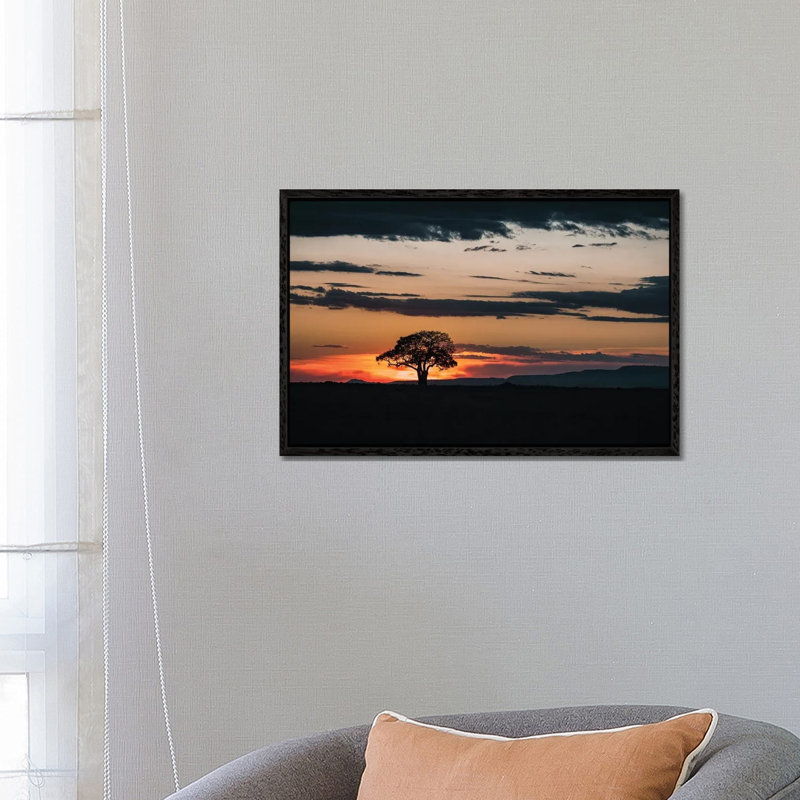 Mara Landscape At Sunset 1 Piece Floater Frame Wall Art on Canvas, 66.04 cm H x 45.72 cm W, Black Floater Frame