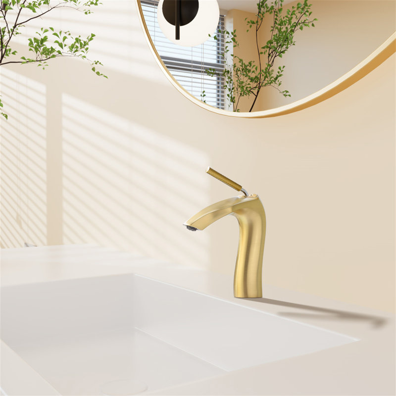 Single Handle Lavatory Basin Sink Faucet, Brushed Gold