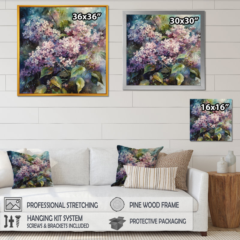 Mauve, vert, lilas I sur impression sur toile, H 30 po x l 30 po x P 1 po, Toile tendue