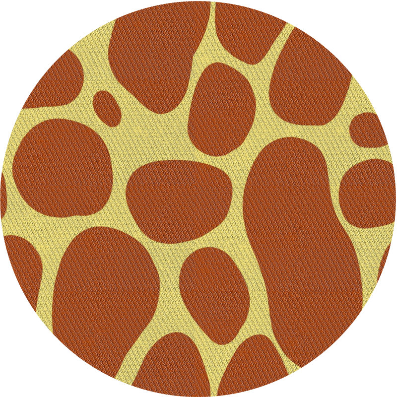 Tapis décoratif abstraite brun/jaune, Rond 5 pi