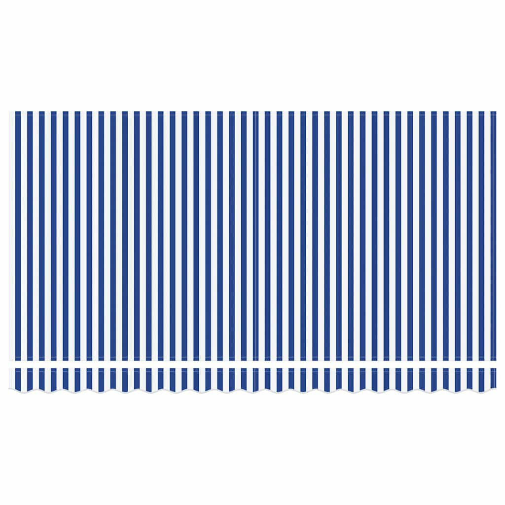 Retractable Awning Blue And White 350 X 200 Cm Fabric, Metal