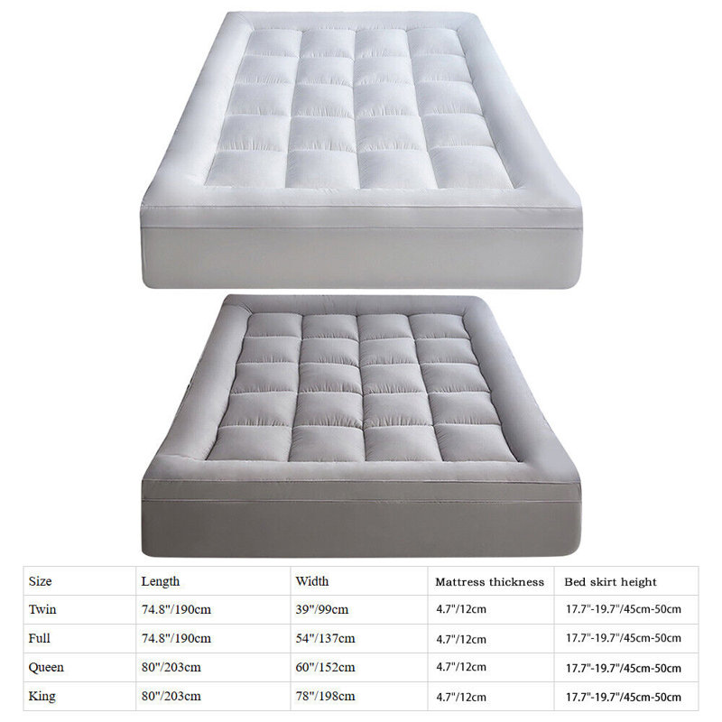 Quilted Fitted Pratolina Topper Stretches Up To 18" Deep Pocket Breathable , Twin, White